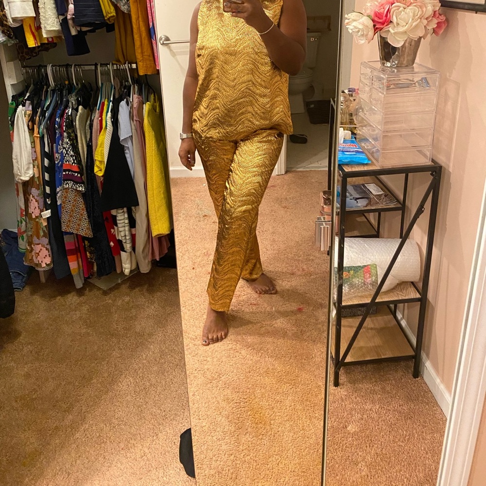 Gold and Black coordinate pant suit